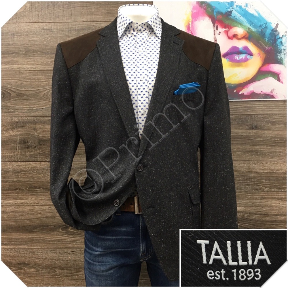 TALLIA Mens Blazer Sport Coat Casual Jacket Size 52L Classic Two Button Suit